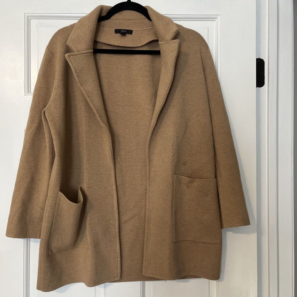 J Crew Sweater Blazer Womens Small Camel Sophie Cotton Preppy Old Money Cardigan